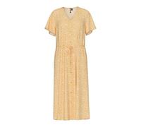 PIECES Women's Pcnya Ss V-Neck Midi Dress WVN Bc, Sunset Gold, L