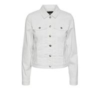 PIECES Women's PCOIA LS DNM Jacket BWHI NOOS CP BC Denim Jacket, Bright White, S