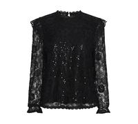PIECES Women's Pcolline Ls Lace Sequins Top Noos Long Sleeve Blouse, Black, XS