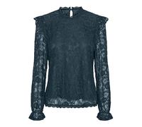 PIECES Women's Pcolline Ls Lace Top Noos Bc Blouse, Reflecting Pond, S