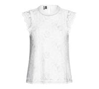 PIECES Women's Pcolline Sl Lace Top Noos Bc T-Shirt, Cloud Dancer, M