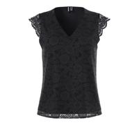 Pieces Women's Pcolline Sl Lace V-Neck Top Noos, Black, L