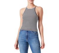 PIECES Women's Pcostina Noos Bc Strap Top, Black/Stripes: Bright White, XS