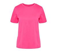 PIECES Women's Pcria Ss Fold Up Solid Tee Noos Bc T-Shirt, Shocking Pink, XS