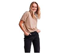 PIECES Women's PCRIA SS Fold Up Solid Tee NOOS BC T-Shirt, Silver Mink, L