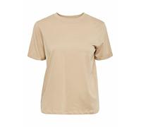 PIECES Women's Pcria Ss Fold Up Solid Tee Noos Bc T-Shirt, Silver Mink, M