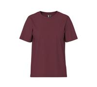 PIECES Women's Pcria SS Fold Up Solid Tee Noos BC T-Shirt, Tawny Port, Large
