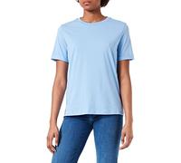 PIECES Women's Pcria Ss Fold Up Solid Tee Noos Bc T-Shirt, Vista Blue, S