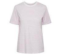 PIECES Women's Pcria Ss Fold Up Tee Noos Bc T-Shirt, Bright White/Stripes: Pastel Lavender, L
