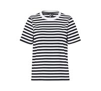 PIECES Women's Pcria SS Tee Stripes Noos BC T-Shirt, Black/Stripes: Bright White, S