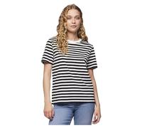 PIECES Women's Pcria Ss Tee Noos Bc T-Shirt, Black/Stripes: Bright White, XL