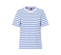 PIECES Women's Pcria SS Tee Stripes Noos BC T-Shirt, Hydrangea/Stripes: Bright White, M