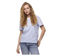 PIECES Women's Pcria SS Tee Stripes Noos BC T-Shirt, Hydrangea/Stripes: Bright White, XL