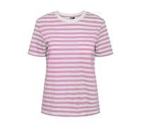 PIECES Women's Pcria SS Tee Stripes Noos BC T-Shirt, Pastel Lavender/Stripes: Bright White, M