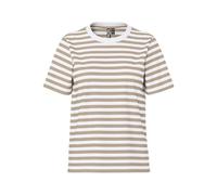 PIECES Women's Pcria SS Tee Noos Bc T-Shirt, Silver Mink/Stripes: Bright White, L
