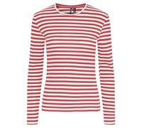 PIECES Women's Pcruka Ls Top Noos Bc Longsleeve T-Shirt, Bittersweet/Stripes: Cloud Dancer, M