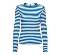 Pieces Women's Pcruka LS Top Noos, French Blue/Stripes: Cloud Dancer, S