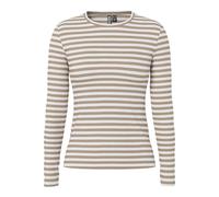 PIECES Women's Pcruka Ls Top Noos Longsleeve T-Shirt, Silver Mink/Stripes: Cloud Dancer, S