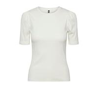 PIECES Women's Pcruka SS Puff Top Noos T-Shirt, Cloud Dancer, S