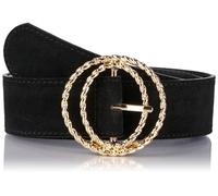PIECES Women's PCSAB SUEDE JEANS BELT Belt, Black/Detail:GOLD, 75