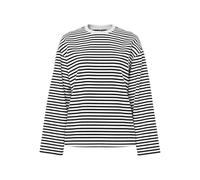 PIECES Women's Pcsadie Ls Top Noos Longsleeve T-Shirt, Cloud Dancer/Stripes: Black, M