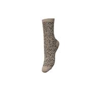 PIECES Women's Pcsebby Glitter Long AOP Noos Socks, Taupe grey/detail: black, One size