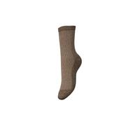 PIECES Women's Pcsebby Glitter Stripe Noos Socks, Morel/stripes: taupe grey, One size