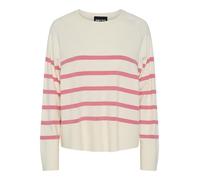 PIECES Women's Pcsia LS Knit Noos BC Knitted Jumper, White/Stripes: Pink Lemonade, M