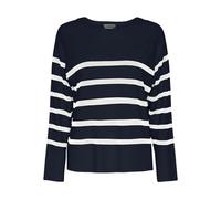 PIECES Women's Pcsia Ls Knit Noos Bc Sweater, Sky Captain/Stripes: White, M