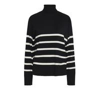 PIECES Women's Pcsia Ls Rollneck Knit Noos Bc Jumper, Black/Stripes: White, S
