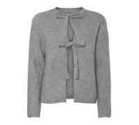 PIECES Women's Pcsilly Ls Reversible Tie Knit Exp Noos Cardigan Sweater, Medium Grey Melange, L