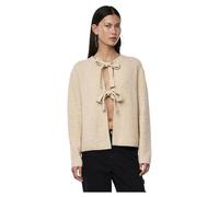 PIECES Women's Pcsilly Ls Reversible Tie Knit Exp Noos Cardigan Sweater, White Pepper/Detail: Melange, S