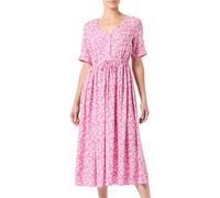 PIECES Women's Pctala SS String Tie Midi Dress Noos Bc, Hot Pink/AOP: Multi Flower, S