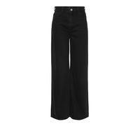 PIECES Women's Wide Jeans, Black Denim, 26W x 30L