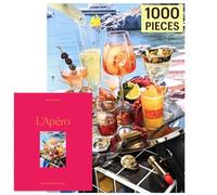 Piecework L'Apero 1000 Piece Puzzle for Adults, Challenging French Riviera Jigsaw Puzzle, Soft-Touch Pieces, Jigsaw Collectable and Gift - 19.25 x 26.6 inches