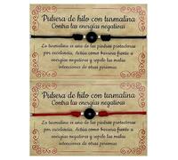 PIEDRAS NATURALES - 2 Red and Black String Bracelets with Genuine Tourmaline - Sterling Silver Ornaments - Evil Eye Amulet for Women and Men - Healing Healing Energy Negative, 10-27 cm, Natural Stone