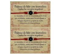 PIEDRAS NATURALES - 2 Red and Black String Bracelets with Genuine Tourmaline - Sterling Silver Ornaments - Evil Eye Amulet for Women and Men - Healing Healing Energy Negative, 10-27 cm, Natural Stone