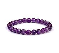 PIEDRAS NATURALES® - AMETHYST Bracelet - 8mm Ball Beads - Energy Bracelets for Women and Men - Good Luck Amulet - Against the Evil Eye, 19 cm, Natural Amethyst Stone, Amethyst