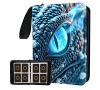 Piefectpie Dragon Eye Card Binder 4-Pocket Card Holder Album 400 Pocket, 3D Dragon Trading Gamecards Holder Zipper Case Collector Album for Game Sports Collector Gift (Blue Dragon Eye)