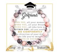 Piemow Graduation Gifts Natural Stone Bracelets Adjustable Compass Charm Bracelets with Inspirational Card Presents for Girls Sister Daughter Girlfriend Teacher, Girlfriend, Stone