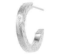 Piena Hawaiian Jewelry Earring for Women Hypoallergenic Surgical Stainless Steel 316L One Piece C-Shaped Half Hoop Plumeria Flower Scroll Wave Nalu(for One Ear), metal, no gemstone