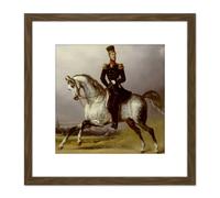 Pieneman Portrait William II Netherlands Horse 8X8 Inch Square Wooden Framed Wall Art Print Picture with Mount Artery8 Brown One Size