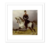 Pieneman Portrait William II Netherlands Horse 8X8 Inch Square Wooden Framed Wall Art Print Picture with Mount Artery8 White One Size