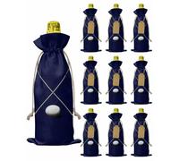 PIEPLE 10 Pack Wine Bottle Bags, Golf Club Wine Bottle Cover with Drawstring, Gift Bag for Champagne, Wedding, Birthday, Christmas, Thanksgiving, Party Golf Sport Navy Blue Modern Abstract Art