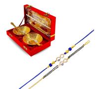 Piepot Rakhi Set for Brother | Rakhi with Gift Greman Silver Bowl, Roli Chawal & Best Wishes Card | Rakhshabandhan (Evil Eye 3 German Bowl Set - 3)