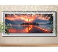 Pier,Castle Diamond Painting Kits,5D DIY Diamond Art Kits for Adults,Full Drill Gem Embroidery Arts Crafts Painting Pictures by Numbers 100x250cm,Diamond Art for Kids Gifts Home Wall Decor 58Y-4785