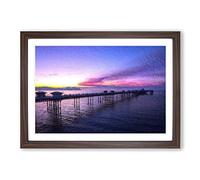 Pier in Llandudno Wales Framed Wall Art Print A2 Walnut
