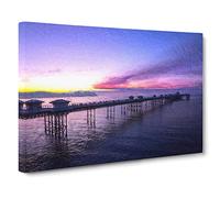 Pier In Llandudno Wales Modern Art Canvas Wall Art Print Ready to Hang, Framed Picture for Living Room Bedroom Home Office Décor, 24x16 Inch (60x40 cm)