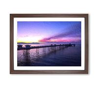 Pier In Llandudno Wales Modern Art Framed Print | A2 Walnut Framed Wall Art | Ready to Hang | Modern Nature Picture | Living Room Bedroom Lounge Office