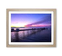 Pier In Llandudno Wales Modern Art Framed Print | A4 Oak Framed Wall Art | Ready to Hang | Modern Nature Picture | Living Room Bedroom Lounge Office